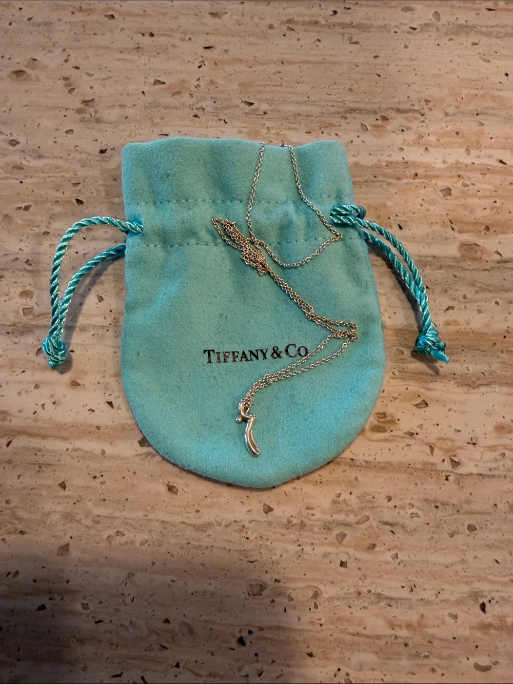 Tiffany & Co. “R” initial Pendant Necklace